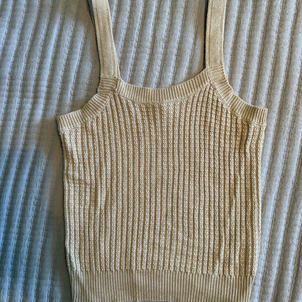 Evereve Beige Ribbed Tank Top